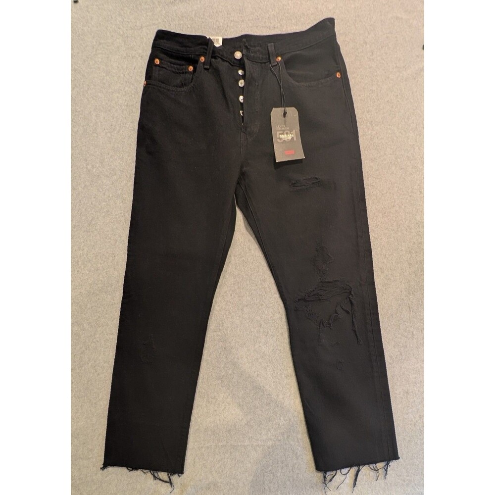 NWT Levi's 501 Original High Rise Straight Raw Frayed Hem Jeans Women Size 31x28